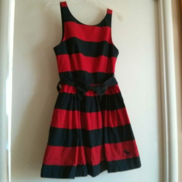 NWT A & F Striped Navy & Red Dress - Picture 1 of 12